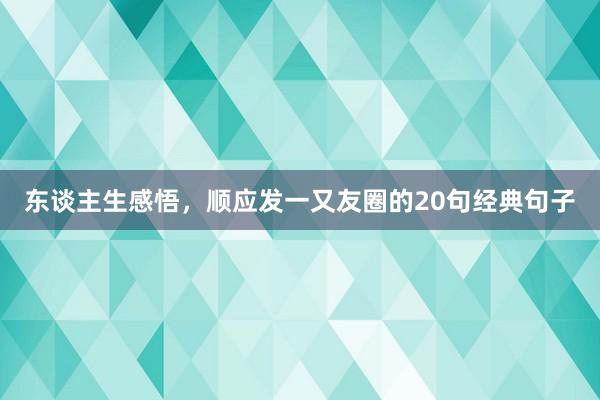 东谈主生感悟，顺应发一又友圈的20句经典句子