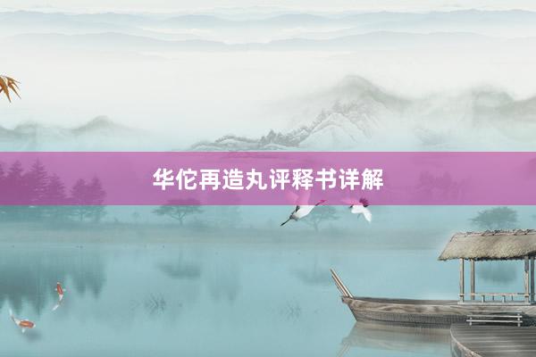 华佗再造丸评释书详解